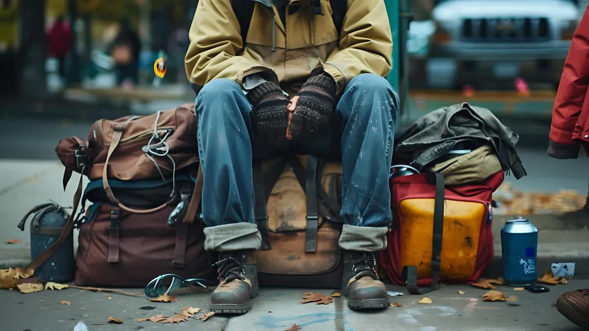 Person in need sitting on the street