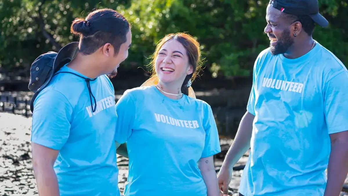 Diverse team of volunteer workers providing essential aid